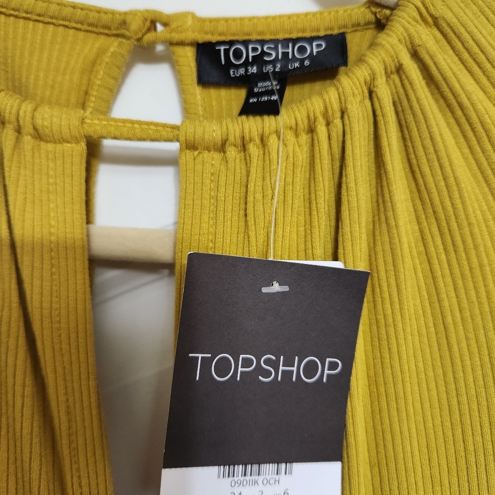 Topshop Nordstrom Slinky Long Sleeve Mustard Yellow Bodysuit - Picture 5 of 6
